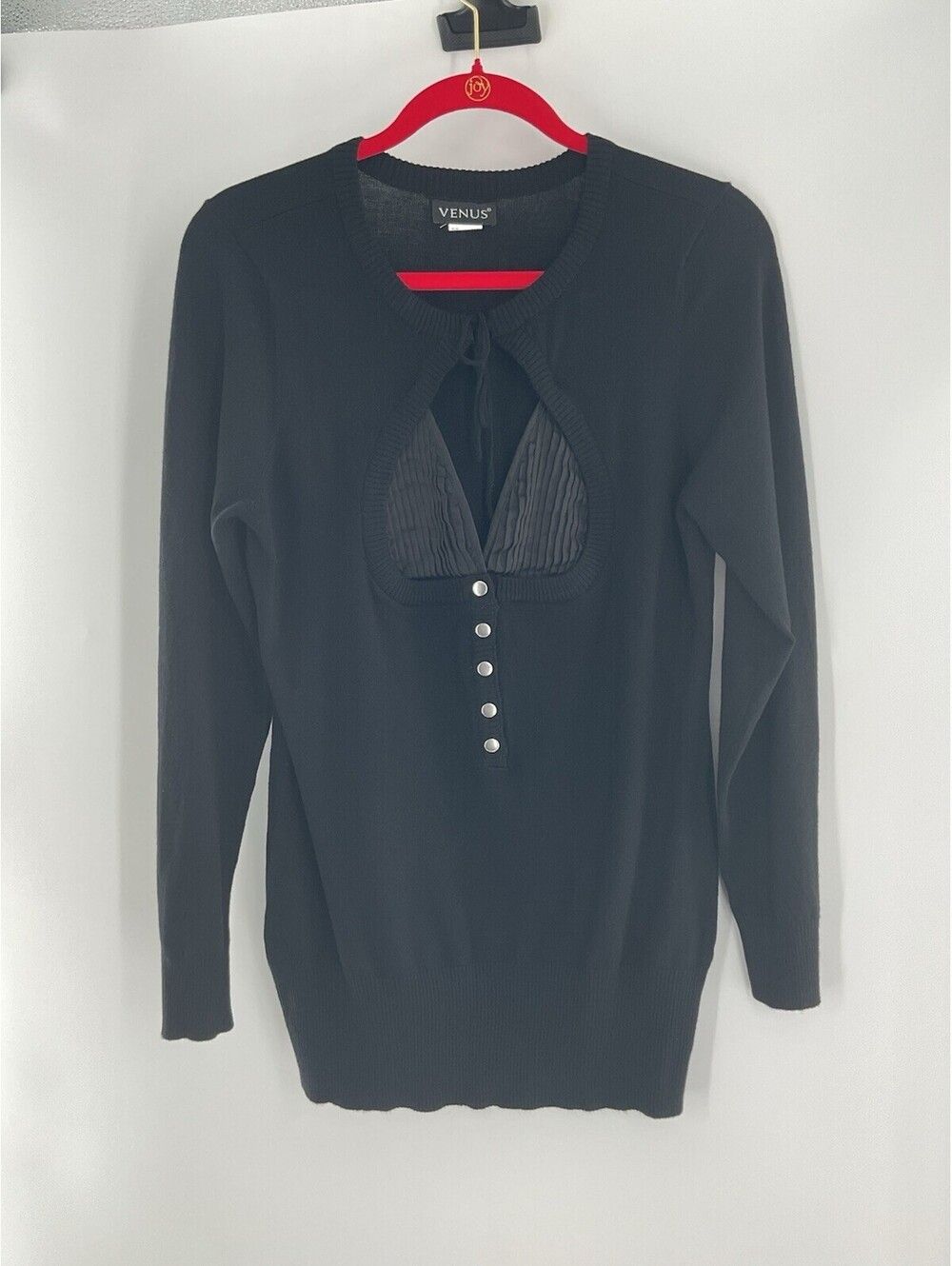 Venus Women’s Sweater Blouse Size L Black Tunic Long Sleeve 105